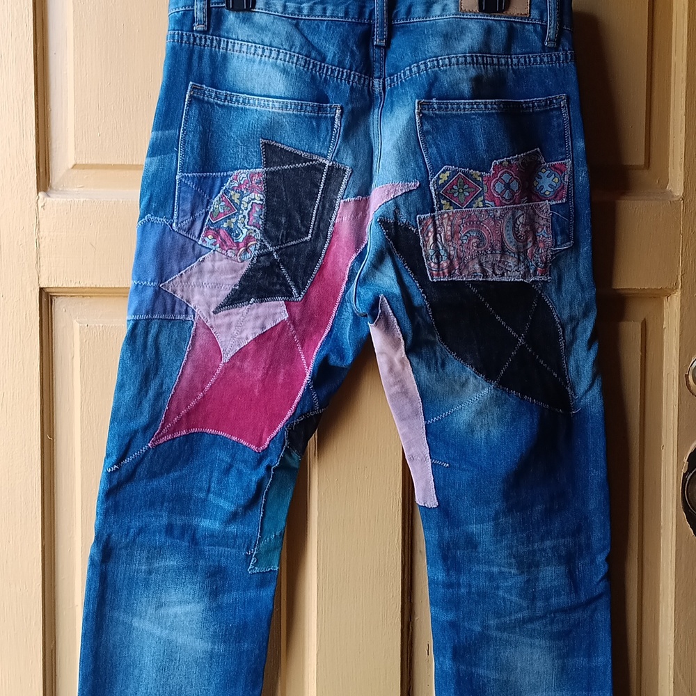 Men Vibrant Patchwork Jeans - Picture 3 of 3